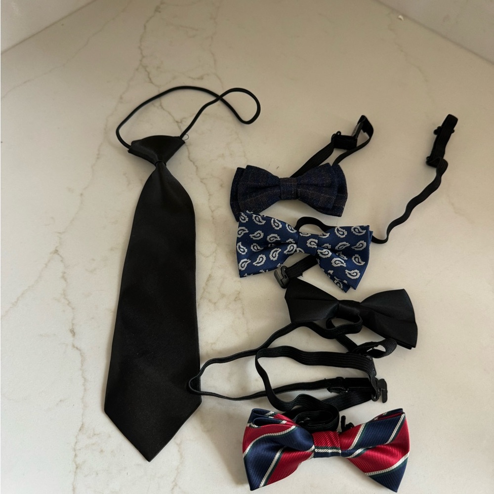 Elegant boys Black Tie and Bow Tie Set